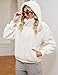 Micoson Womens Fashion Winter Fuzzy Top Warm Solid Color Fleece Pockets Jacket Casual Long Sleeve Zipper Coats Hooded Outerwear (White, S)