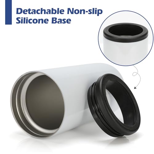 8 Pack Sublimation Can Cooler Blank Sublimation Can Holder Stainless Steel Insulated Can Cooler Sublimation Tumbler Vinly Gifts, White 12oz by YOUKE OLA - Image 3