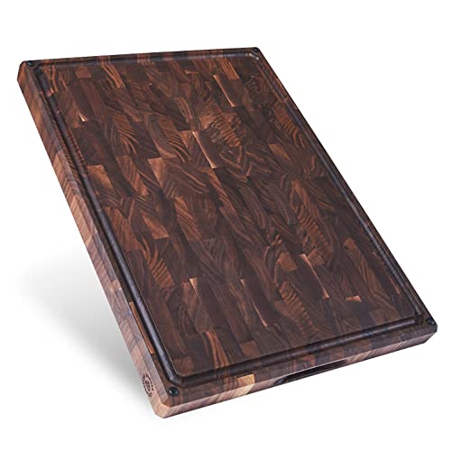 Comparison: Best Woods For End Grain Cutting Boards 5 Sonder Los Angeles, Made in USA, Large Thick End Grain Walnut Wood Cutting Board with Non-Slip Feet, Juice Groove for Kitchen 20x15x1.5 in (Gift Box Included)