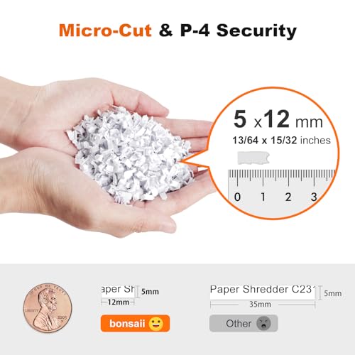 image for Bonsaii 12-Sheet Micro-Cut Paper Shredders for Home Office, Heavy Duty