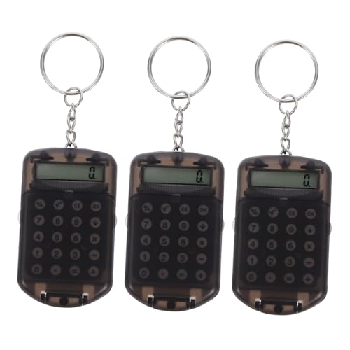 Cabilock 3Pcs Portable Mini Calculator with Keychain Attachment Transparent Design for Students and Office Use Stylish and Keyring Accessory for Quick Calculations