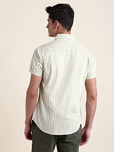 Image of Dennis Lingo Men's Cotton Striped Slim Fit Casual Shirt