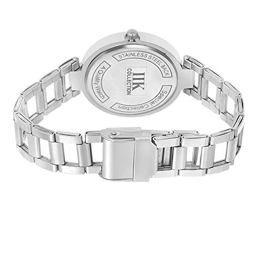 Image of IIK COLLECTION Watch for Women Round Studded Dial |Day and Date Quartz Movemnet |Long Battery Life|Stainless Steel Bracelet Chain Strap|Double Lock Clasp Safety Watches for Girls