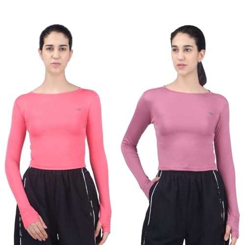 Image of Amazon Brand - INKAST Women Solid Fit T-Shirt | Active Wear Crop Tops with Thumbhole | Casual Sport Wear | Gym | Training | Running | Workout