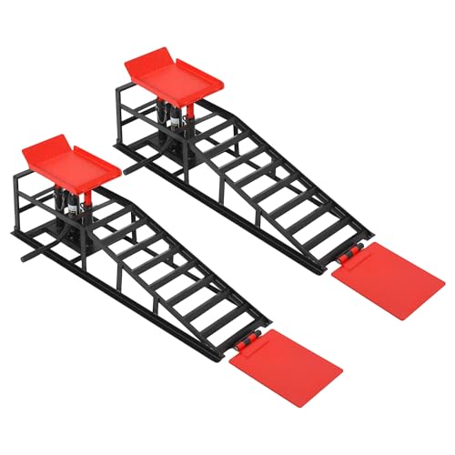 2PCS 5T Hydraulic Car Ramps 11060 Lbs Heavy Duty Portable Vehicle Lift Ramps Auto Hydraulic Service Ramps for Oil Change Vehicle Maintenance Ideal for Home Garage Repair & Mens Gift