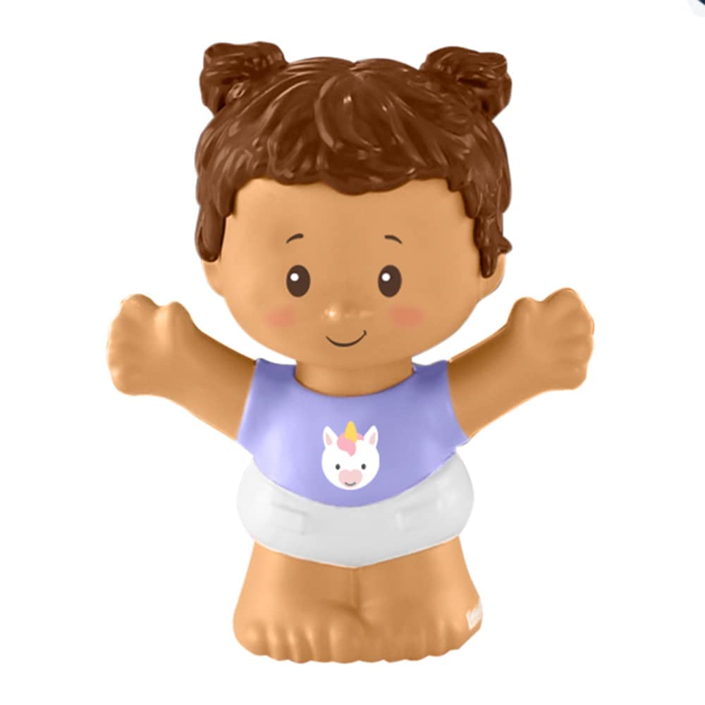 Replacement Part for Fisher-Price Little People Baby's Day Storybook Set - GVH64 ~ Replacement Twin Girl Figure ~ Purple Shirt with Unicorn ~ Brown Hair with Pigtails