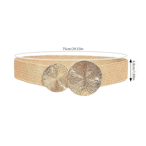 Elastic Waist Belt Punk Chain for Stylish Cowgirl Modern Golden Buckle Waist Chain Wide Belt Fashion Accessory3