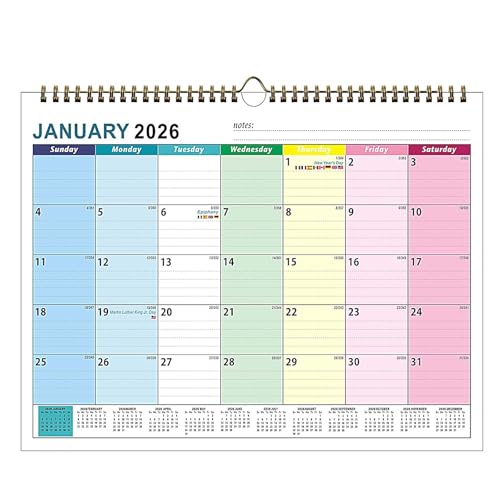 Wall Calendar 2026-2027 - Jan 2026 to June 2027, Colorful