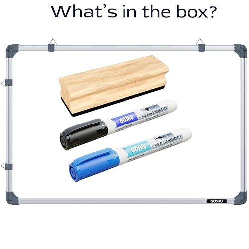 Image of GOSHU White Board 2 feet x3 feet Double Sided Teaching Boards Both Side 2x3 ft. Writing Boards, One Side WhiteBoard & Reverse Side Chalkboard Surface with Whiteboard Markers and Wooden Duster