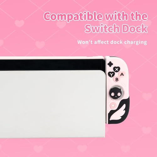 Image of GeekShare Protective Case for Switch OLED Model,Anti-Scratch Slim Cover Case Compatible with Switch OLED Separable Soft Silicone Shell with 2 Thumb Grip Caps- Sweetheart Skull