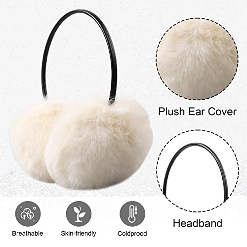 Yuoahcn Women Winter Earmuffs Unisex Warm Ear Muffs Lady Girls Plush Ear Warmers Outdoor Ear Covers Headband (White) #TOP1