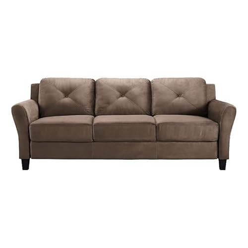 Bowery Hill Microfiber Sofa Couch In Brown #TOP21