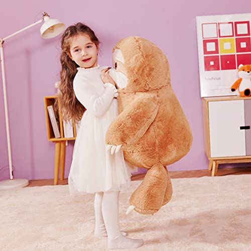 Ikasa Giant Sloth Stuffed Animal Plush Toy,Large Bradypod Cute Jumbo Soft Toys,Huge Big Size Fluffy Plushy Plushie,Gifts For Kids (30 Inches, Brown) #TOP4