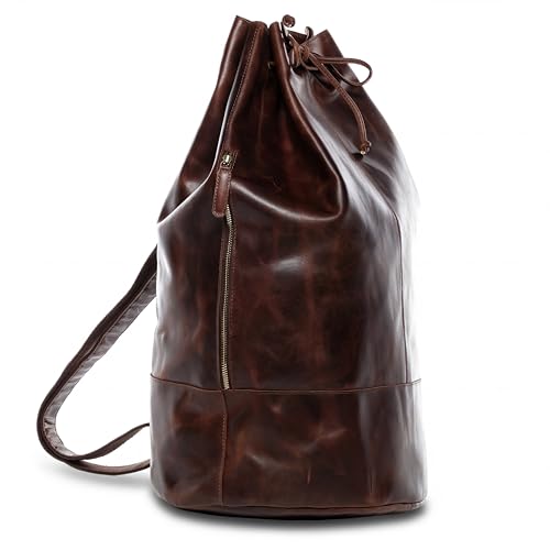 SID & VAIN Sac Marin XL Cuir véritable Heathrow Sac Voyage XXL Grand pour Hommes et Femmes Sac paquetage Marin Marron