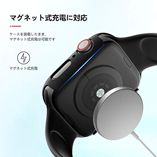 NIMASO ケース Apple Watch Series 6 / SE/Series 5 / Series4 対応 44mm 用 PC素材 強化ガラス 保護カバー アップルウォッチケース（ブラック） NWC20J147