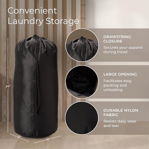 Briggs & Riley Travel Laundry Bag with Drawstring - Separate Used & Clean Clothes, Luggage & Suitcase Laundry Bag, Washable Nylon Fabric, Reusable - Luggage Accessories, Black2