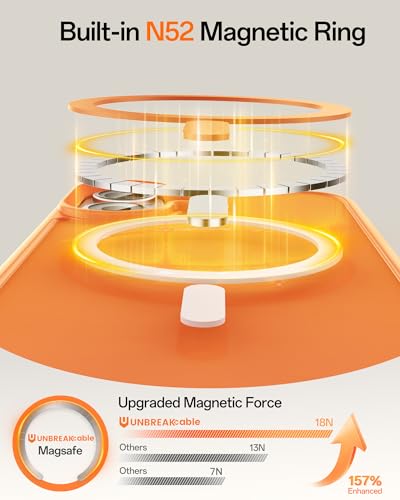 Image of UNBREAKcable Magnetic for iPhone 17 Case 6.3-Inch, Compatible with MagSafe, Full Camera Protection, Built-in Magnetic Ring, Drop Protection Shockproof Slim Phone Cover - Orange