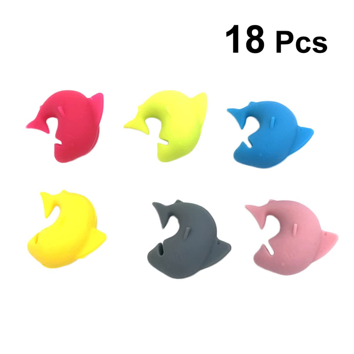HOLIDYOYO 18pcs Silicone Shark Wine Glass Markers Reusable Labels for Parties Restaurants Home