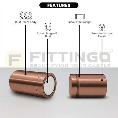 Image of 3 Inch Door Stopper Pipe Magnetic /Stopper for Main Door /Stainless Steel Heavy Duty Magnet Door Stops /Door Back Stopper for Home /Office /Hotels - (Pack of 1) - PVD Rose Gold Finish