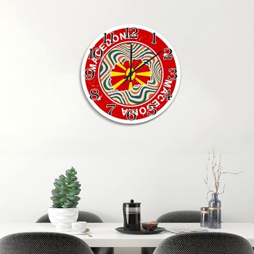 Horloge murale colorée Macédoine retro 38cm pour salon