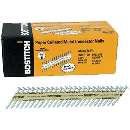 BOSTITCH Framing Nails, Paper Tape Collated, Galvanized Metal Connector, 1-1/2-Inch x .131-Inch, 1000-Pack (PT-MC13115G-1M)