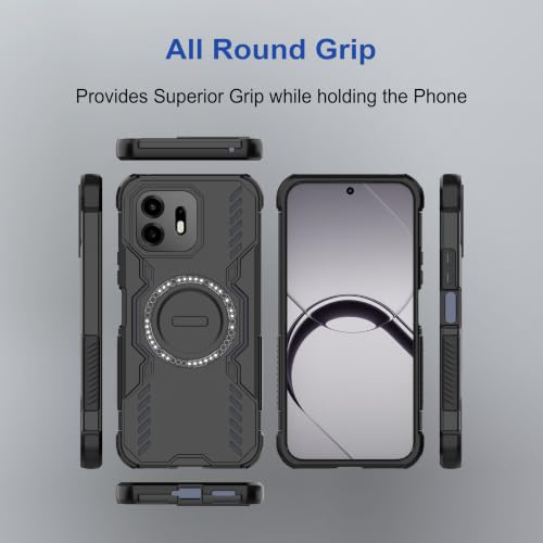 Image of amazon basics Back Case Cover for Oneplus N6 5G | Magnetic Case with Built-in Metal Ring | Supports MagSafe Charger, Wallet & Car Mount | Shockproof Hybrid PC + TPU | Black