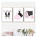 Produktbild Homeilteds 3 STÜCKE Wandkunst Leinwand Malerei Rosa Dame Kleid High Heel Parfüm Nordic Poster Und Print Aquarell Wandbilder Für Wohnzimmer Mädchen Kein Rahmen 40 * 60