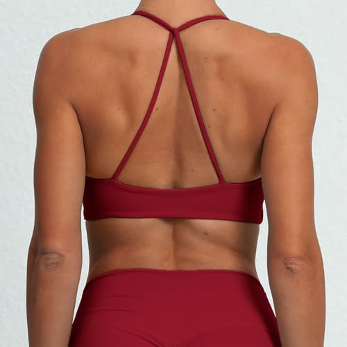 Image of ABOCIW Sports Bras for Women Twist Criss-Cross Back Padded Workout Tank Tops Low Impact Gym Yoga Bra