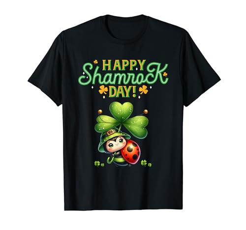 Shamrock Ladybug Lucky St Patricks Day Men Women Leprechaun Camiseta