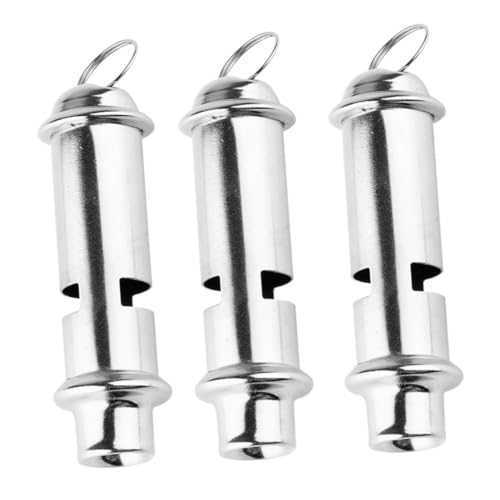 3 silbatos de emergencia de acero inoxidable con cuerda