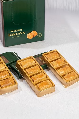 Snacklava Walnut Baklava - 6 Pack (24 Pieces) - No Artificial Ingredients, Colors or Preservatives - Premium Handmade Pastries