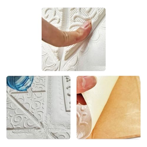 Papel pintado tridimensional azul con 10 piezas de pegatinas de pared 3D autoadhesivas 7