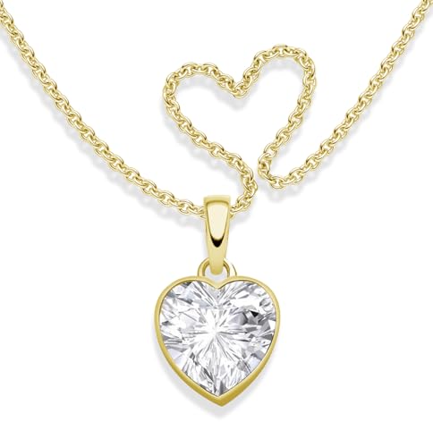 Kette Kinder Mädchen Herz Gold (Silber 925 vergoldet) | Kinderkette Herzkette Silberkette Herzanhänger Halskette 45cm | Kinderschmuck Schmuck Geschenk Einschulung Geburtstag Kommunion Konfirmation