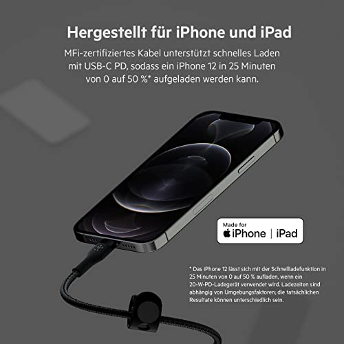 Belkin BoostCharge Pro Flex geflochtenes USB-C/Lightning-Kabel, 2 m, MFi-zertifiziert, 20 W… – Ansicht 2