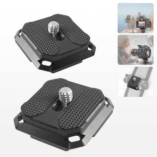 2 Pack Arca-Swiss Plate, Quick Release Plate Camera Mount for Tripod,38mm Arca-Swiss Mount Plate with Safety Pins, Lightweight Aluminum for Tripod/Monopod/Strap, 1/4" Screw Compatible Camera,0.67oz by FIFIELD - Used condition - Image 7