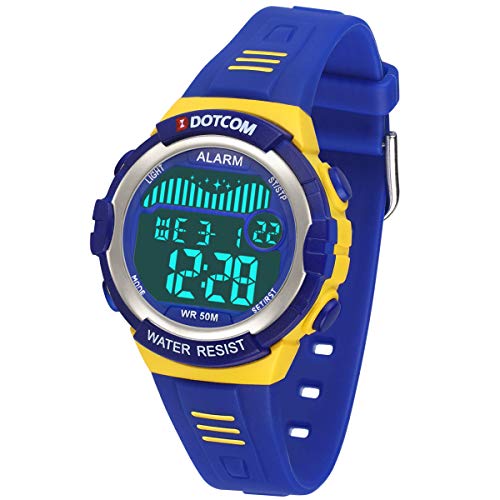 Montre Enfant Etanche Montre Garçon?Enfants Sport 5 ATM Etanche avec Chronomètre/7 Lumières De Fond Coloré/avec Alarme/Minuteur/Chronomètre?Cadeaux pour Les Enfants de 5 à 14 Ans