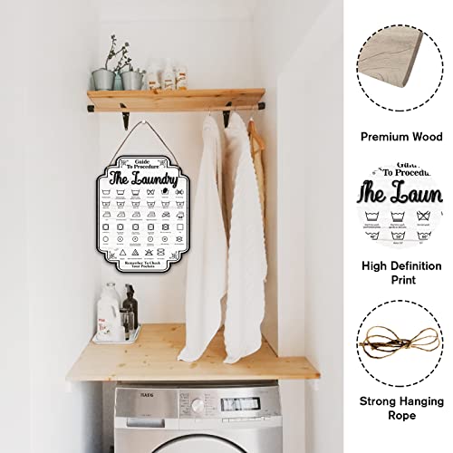 NBEADS Retro Farmhouse Wood Hanging Plaque, Rustic Laundry Room Wall Sign Art Decoration with Jute Twine, 24x30cm - Image 2