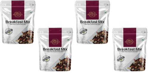 Image of KHARAWALA'S Breakfast Mix - Pack of 4 (200gm Eac) | Fusion of Roasted Pumkin Seed, Almonds, Pecan Nuts, Hazelnut, Cranberry & Black raisins