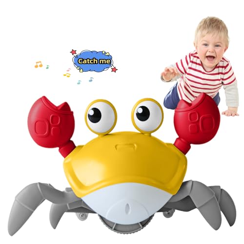 Image of FEELGUY Crawling Crab Baby Toy Fantastic Creatures Toys Infant Sensory Tummy time Toys 3 4 5 6 7 8 9 10 11 12 Babies boy Girl Learning Crawl 3-6 6-12 Walking Toddler Gifts for 36 Months Old (Yellow)