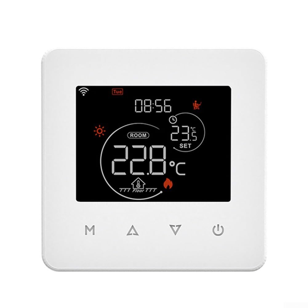 Termostato inalámbrico inteligente, para termostato WiFi para caldera de gas eléctrica y calefacción de suelo con control remoto, para función de temporizador de voz MOES APP (calentamiento de agua)