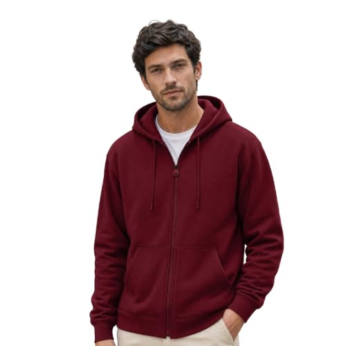 Image of Nobero Classic Zipper Hoodie for Men | Zip Up Hoodies for Men | Regular Fit | Full Zip Closure | Drawstring Hood | Zipped Hooded Sweatshirt | Cotton Rich Zipper Fleece Hoodie