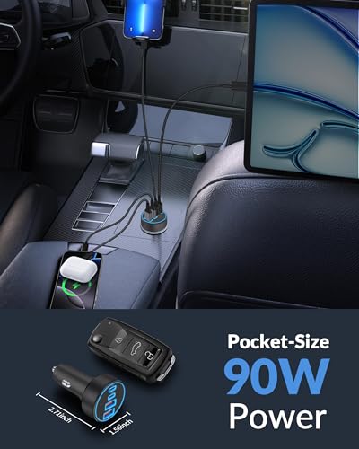 90W 4-Port USB C Car Charger