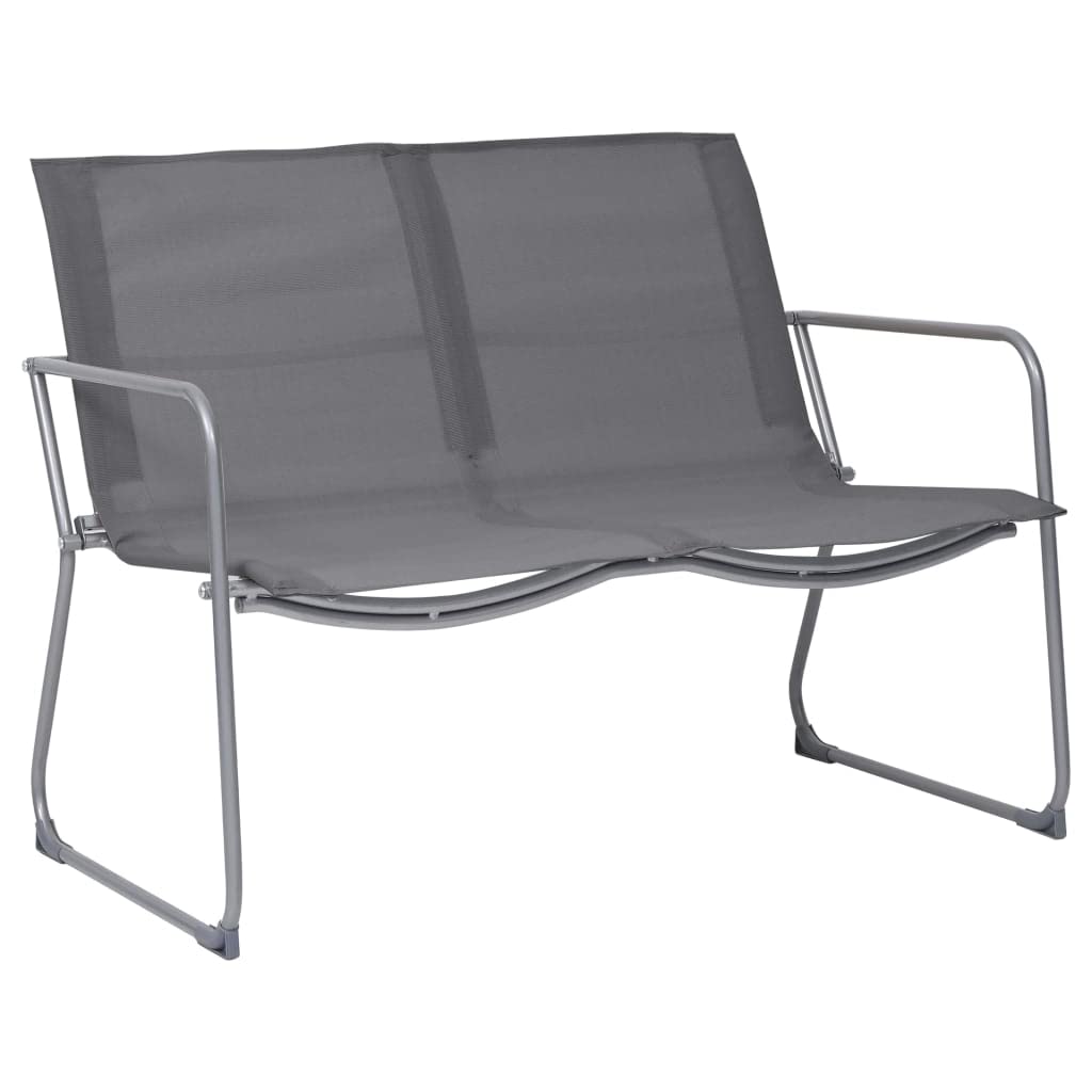 4-częściowy zestaw wypoczynkowy ogrodowy, tkanina i stal, szary, wygodne krzesła tekstylne, 1 sofa, kanapa, stół ogrodowy ze szklanym blatem, na taras, balkon, werandę, meble outdoorowe