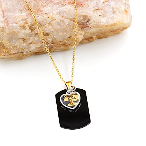 Uloveido Colar com pingente de árvore de vida de aço inoxidável preto para mulheres, mãe com coração