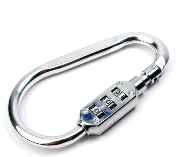 Lucchetto a combinazione con codice ripristinabile Moschettone for bagaglio a 3 cifre, strumento for password portatile, in lega di zinco(Silver,Silver)