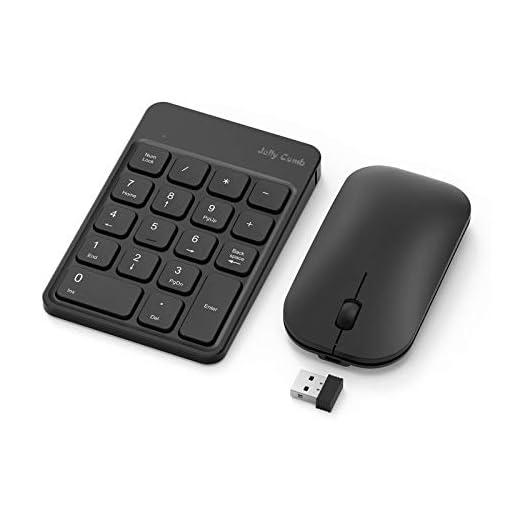 Rechargeable Wireless Number Pad and Mouse Combo, Jelly Comb N026C 2.4GHz Portable Ultra Slim USB Numeric Keypad and Mouse for Laptop, PC