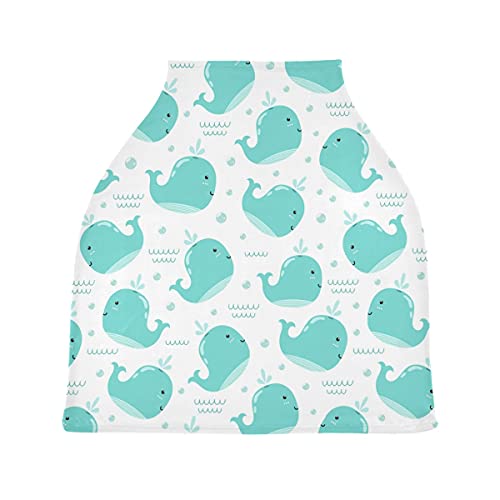 かわいい青いイルカベビーカーシートカバーキャノピー伸縮性看護カバー幼児用母乳の男の子の女の子のための通気性防風冬のスカーフ