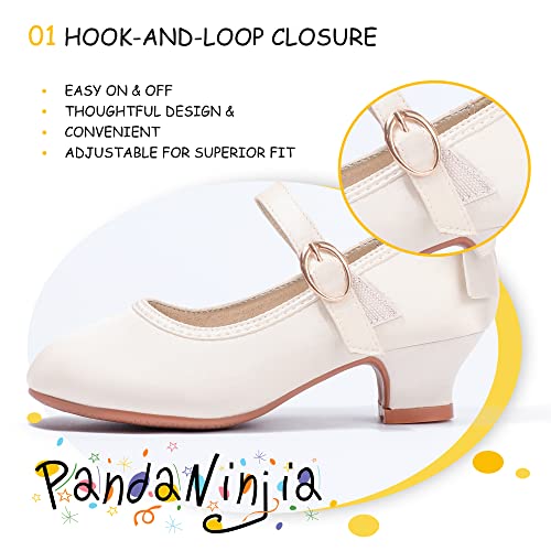 Image of PANDNAINJIA Girls Dress Shoes Toddler Heels Mary Jane Pumps