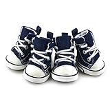 4PCS/Set Puppy Pet Dogs Boots Anti-Slip Walk Booties Sport Shoes Denim Causal Sneaker Dog Shoes