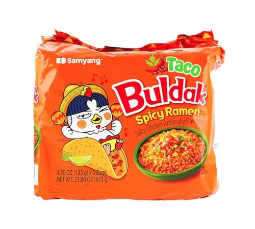 Spicy Buldak Rose Wide Flat Glass Noodle Bowl(169.4g) + Protein